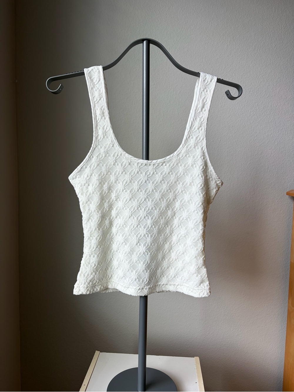 Rhythm. White Lace Scoop Tank Top